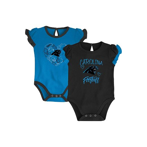Outerstuff Newborn and Infant Boys and Girls Black Blue Carolina Panthers Too Much Love Two-Piece Bodysuit Set