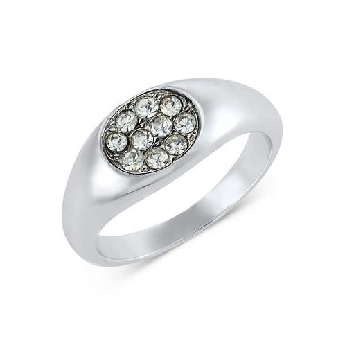 On 34th Crystal Pave Signet Ring