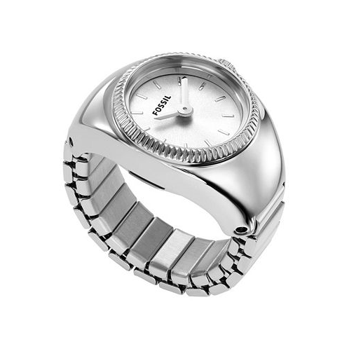 Fossil Womens Ring Watch Two-Hand Silver-Tone Stainless Steel Bracelet Watch 15mm
