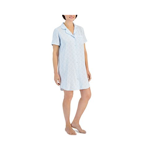 Charter Club Womens Short-Sleeve Matte Satin Sleepshirt