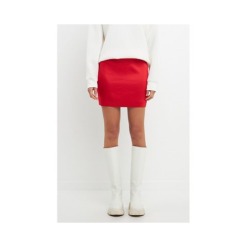 Grey Lab Womens Solid Satin Fit Mini Skirt