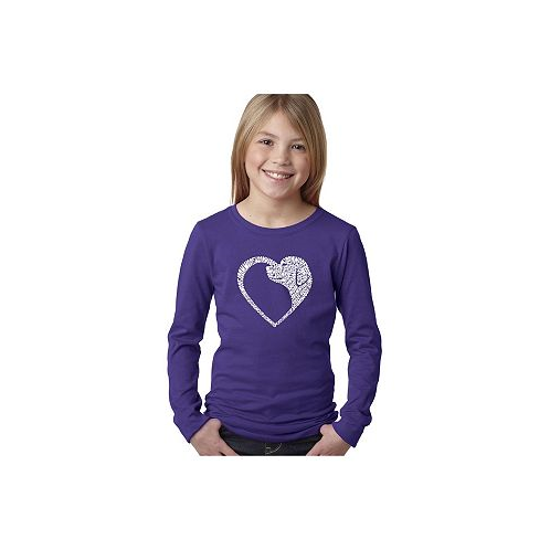 LA Pop Art Dog Heart - Girls Child Word Art Long Sleeve T-Shirt