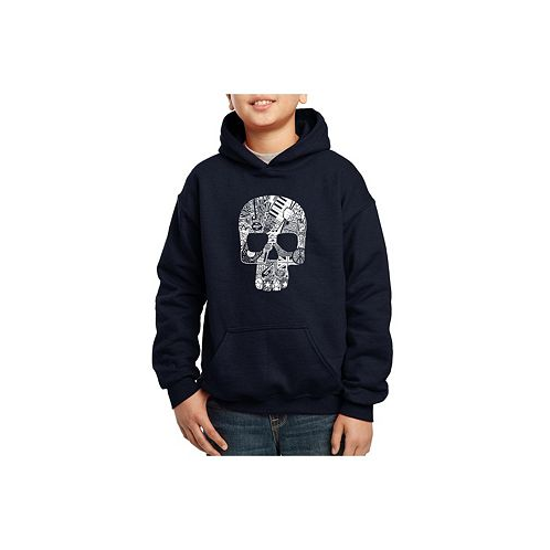 LA Pop Art Rock n Roll Skull - Child Boys Word Art Hooded Sweatshirt