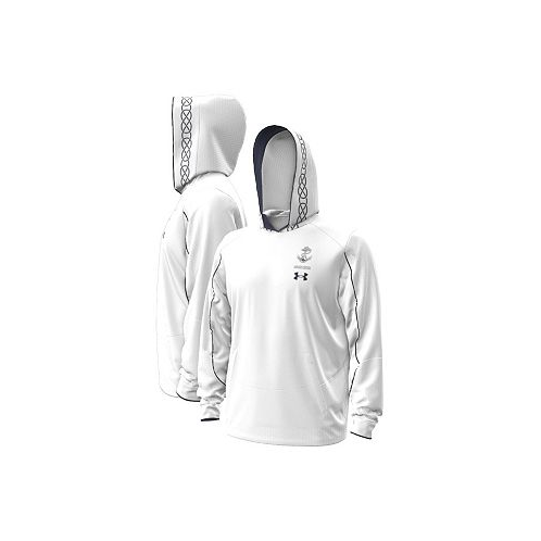 Under Armour Mens White Navy Midshipmen 2023 Aer Lingus College Football Classic Fleece Pullover Hoodie