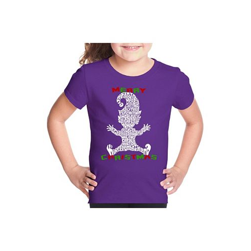 LA Pop Art Child Christmas Elf - Girls Word Art T-Shirt