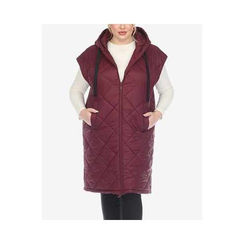 White Mark Plus Size Diamond Quilted Hooded Puffer Vest