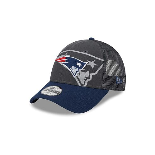 New Era Little Boys and Girls Graphite Navy New England Patriots Reflect 9FORTY Adjustable Hat