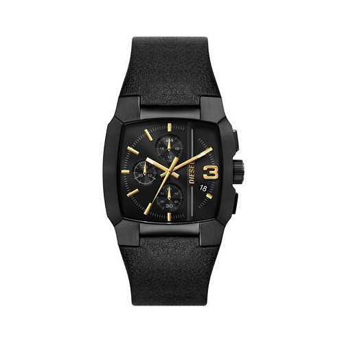 Diesel Mens Cliffhanger Chronograph Black Leather Watch 40mm