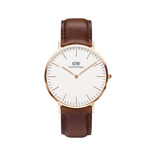 Daniel Wellington Mens Classic Brown Leather Watch 40mm