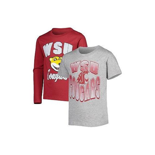 Outerstuff Big Boys Crimson Heather Gray Washington State Cougars Game Day T-shirt Combo Pack