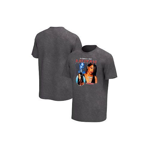 Philcos Mens Black Distressed Aaliyah Collage Washed Graphic T-shirt