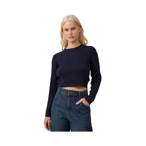 COTTON ON Womens Everfine Cable Crew Neck Pullover Top