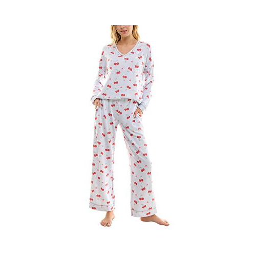 Roudelain Womens 2-Pc. Printed Butter Knit Pajamas Set