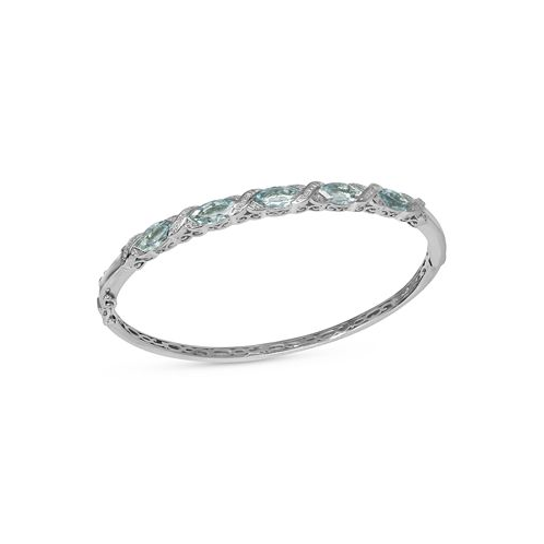 Macys Aquamarine (3-3/4 ct. tw.) & Diamond Accent Bangle Bracelet in Sterling Silver