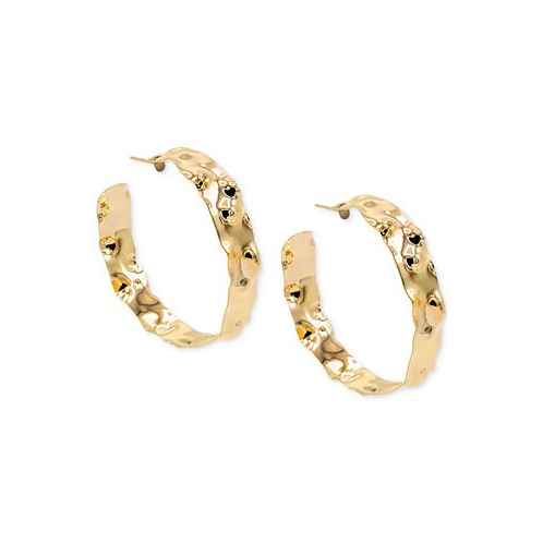 By Adina Eden 14k Gold-Plated Medium Vintage Dented Hoop Earrings 1.96