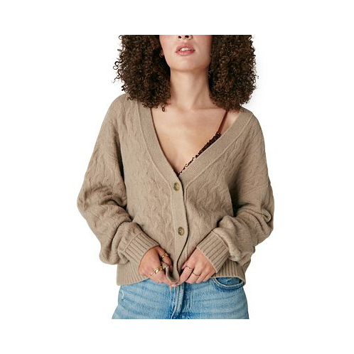 Lucky Brand Womens Cozy Cable-Knit Button-Front Cardigan