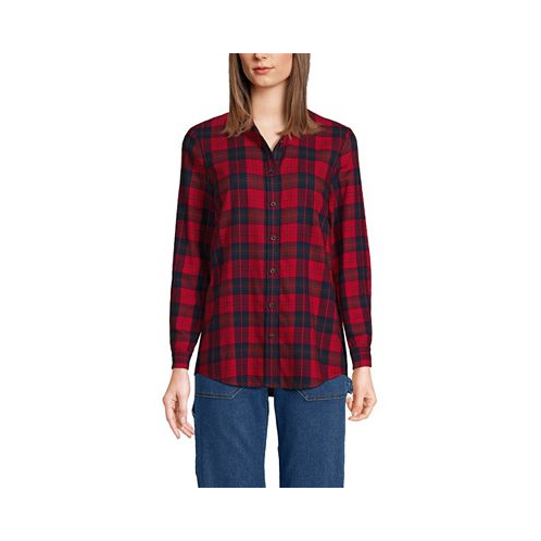 Lands End Womens Flannel Boyfriend Fit Long Sleeve Shirt