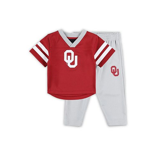 Outerstuff Toddler Boys and Girls Crimson Gray Oklahoma Sooners Red Zone Jersey and Pants Set