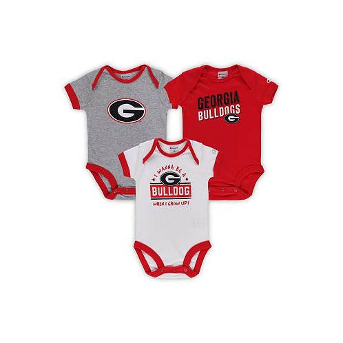 Champion Infant Boys and Girls Red Heather Gray Georgia Bulldogs I Wanna Be Three-Pack Bodysuit Set