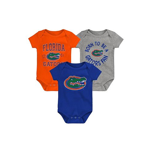 Outerstuff Newborn and Infant Boys and Girls Royal Orange Heather Gray Florida Gators Born To Be Three-Pack Bodysuit Set