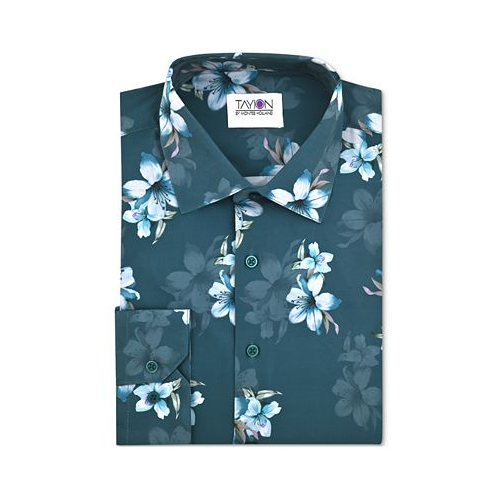 Tayion Collection Mens Slim-Fit Mini-Floral Dress Shirt