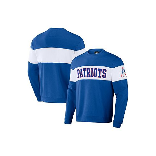 Fanatics Mens NFL x Darius Rucker Collection by Royal New England Patriots Team Color and White Pullover Distressed Sweatshirt