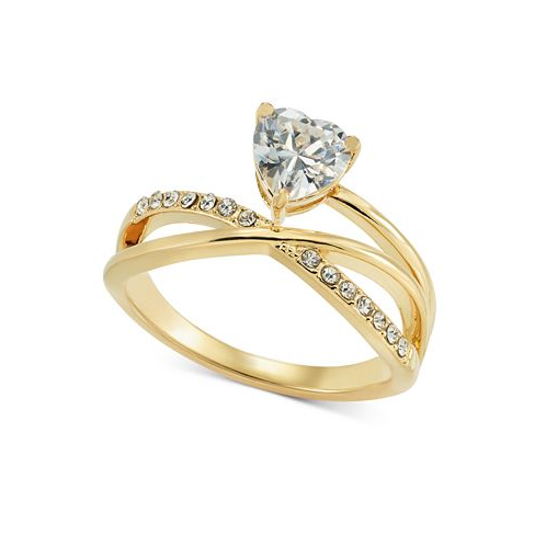 Charter Club Gold-Tone Pave & Heart Cubic Zirconia Asymmetrical Ring
