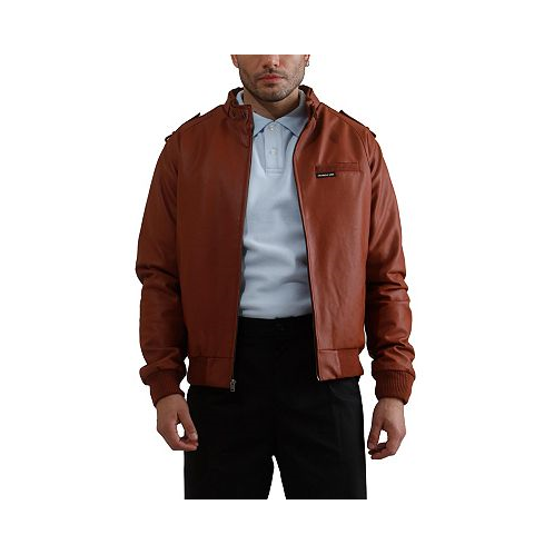 Members Only Mens Faux Leather Iconic Racer Jacket