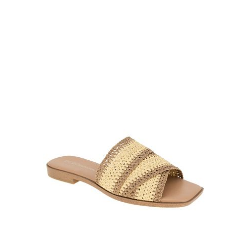 BCBGeneration Womens Lileen Slip-On Woven Raffia Flat Sandals