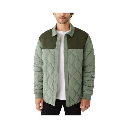 Frank And Oak Mens Skyline Reversible Collared Weather-Resistant Snap-Front Jacket