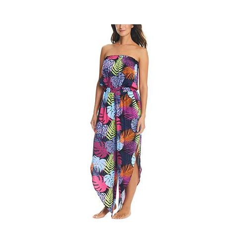 Bar III Womens Palm Prowl Strapless Jumpsuit Cover-Up