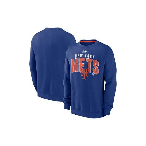 Nike Mens Royal Distressed New York Mets Cooperstown Collection Team Shout Out Pullover Sweatshirt