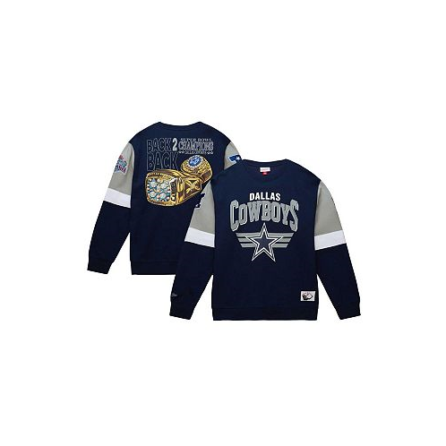 Mitchell & Ness Mens Navy Dallas Cowboys Gridiron Classics Allover 3.0 Pullover Sweatshirt