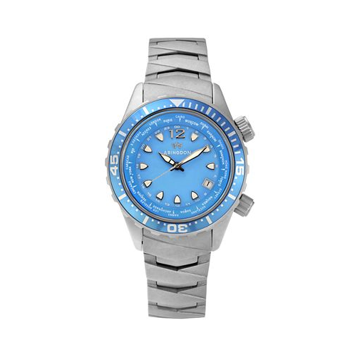 Abingdon Co. Womens Automatic Marina Divers Silver-Tone Titanium Bracelet Watch 40mm