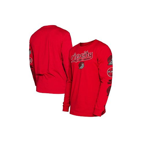 New Era Mens Red Portland Trail Blazers 2023/24 City Edition Long Sleeve T-shirt