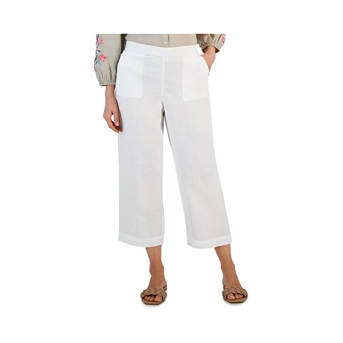 Charter Club Womens 100% Linen Pull-On Cropped Pants