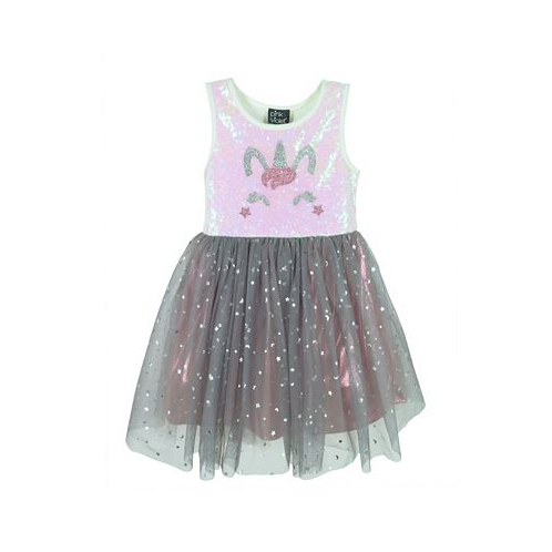 Pink & Violet Toddler Girls Sleeveless Sequin Unicorn Dress