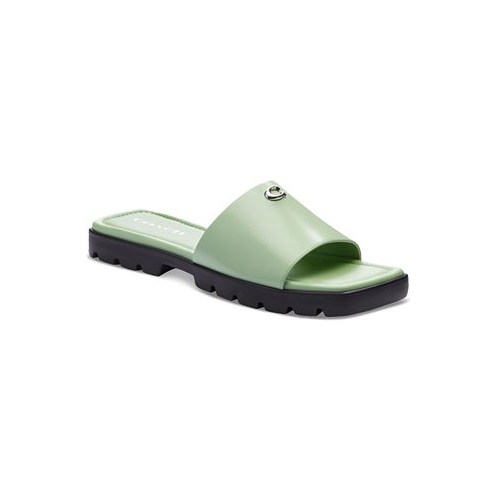COACH Womens Florence C Lug-Sole Slip-On Slide Flat Sandals