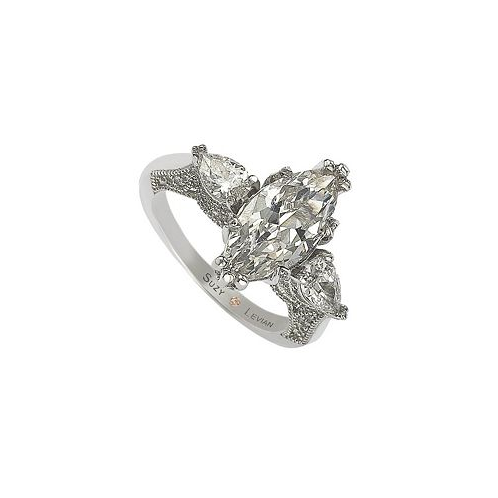 Suzy Levian New York Suzy Levian Sterling Silver Marquise Cubic Zirconia Engagement Ring