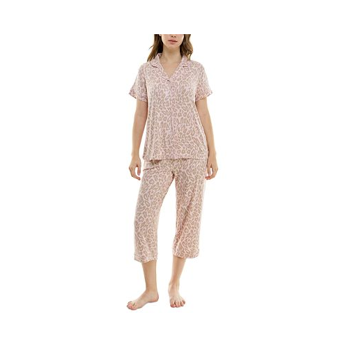 Roudelain Womens 2-Pc. Printed Capri Pajamas Set