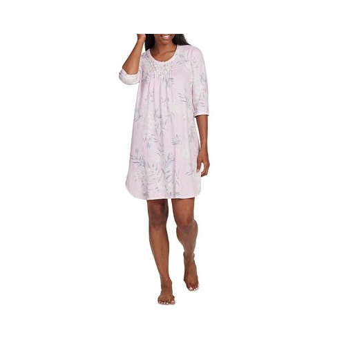 Miss Elaine Womens 3/4-Sleeve Floral Nightgown