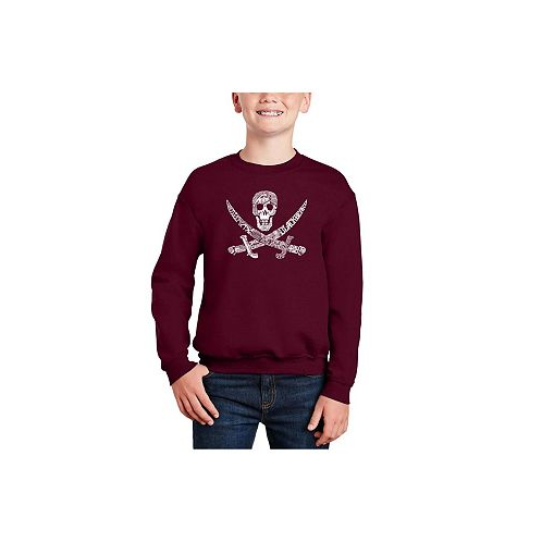 LA Pop Art Pirate Captains Ships And Imagery - Big Boys Word Art Crewneck Sweatshirt