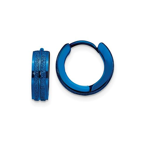 Chisel Stainless Steel Polished Blue plated Hinged Hoop Earrings