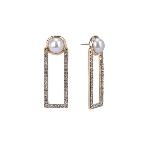 Laundry by Shelli Segal Pearl and Stone Rectangle Drop Earrings
