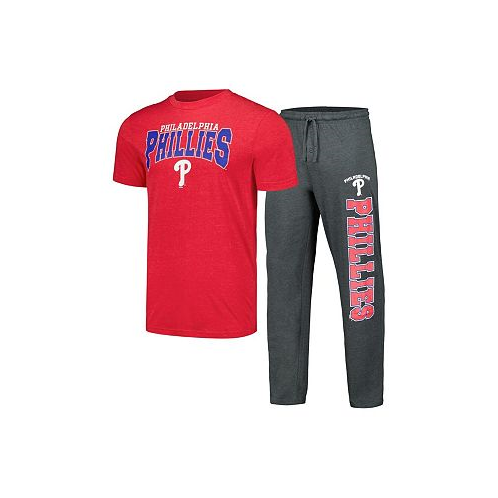 Concepts Sport Mens Charcoal Red Philadelphia Phillies Meter T-shirt and Pants Sleep Set