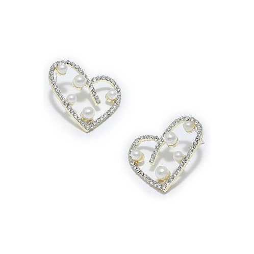 SOHI Womens Silver Embellished Heart Drop Earrings