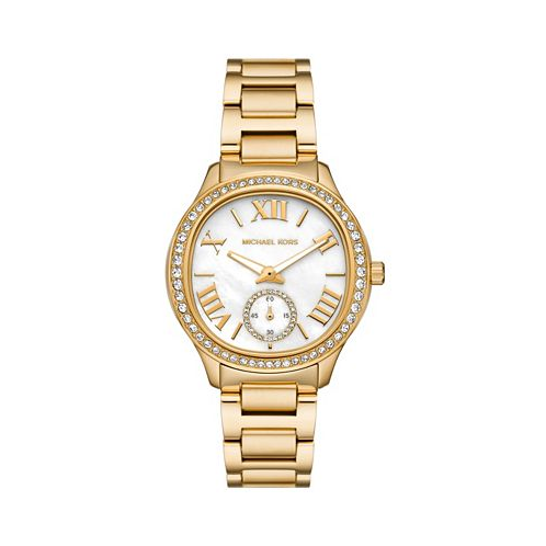 Michael Kors Womens Sage Three-Hand Gold-Tone Stainless Steel Watch 38mm
