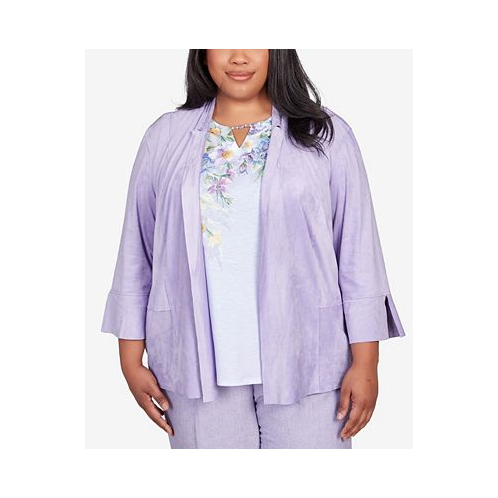 Alfred Dunner Plus Size Isnt It Romantic Faux Suede Flutter Sleeve Jacket