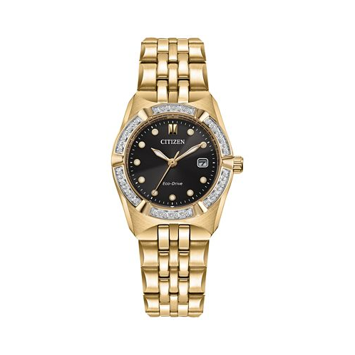 Citizen Eco-Drive Womens Corso Diamond (1/10 ct. t.w.) Gold-Tone Stainless Steel Bracelet Watch 28mm