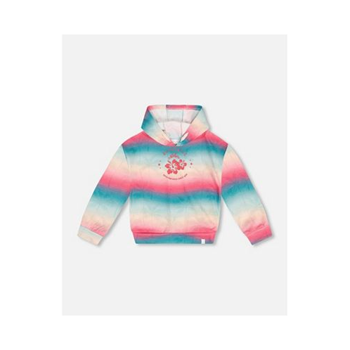 Deux par Deux Girl French Terry Hooded Sweatshirt Printed Tie Dye Waves - Child